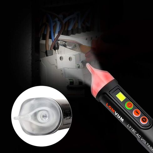 جهاز اختبار الجهد الكهربي، LOMVUM جهاز اختبار الجهد الكهربي المزدوج غير المتصل ثنائي المدى 12 فولت - 1000 فولت / 48 فولت - 1000 فولت مع مصباح يدوي LED، وضع التنبيه وحكم السلك المباشر/الفارغ in Kuwait