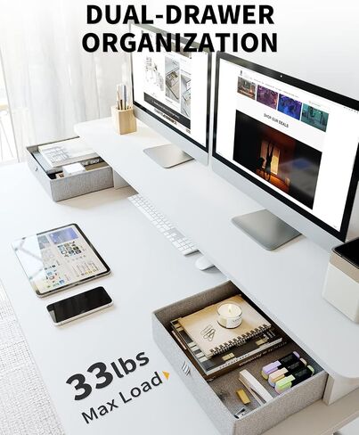 BANTI 48''x24''Standing Desk with Drawers, Adjustable Height Stand Up Desk with Storage Shelf, Sit Stand Home Office Desk with Splice Board, White Frame/Light Rustic Brown Top in Saudi Arabia