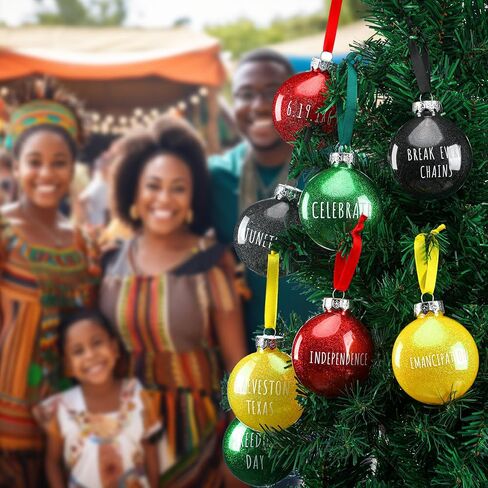 Leyndo 24 Large Juneteenth Hanging Glitter Balls Ornament 3.15 in Black History Month Tree Ornaments Juneteenth Freedom Day Tree Decor African American Ornaments for Parades Emancipation 1865 Decor in Saudi Arabia