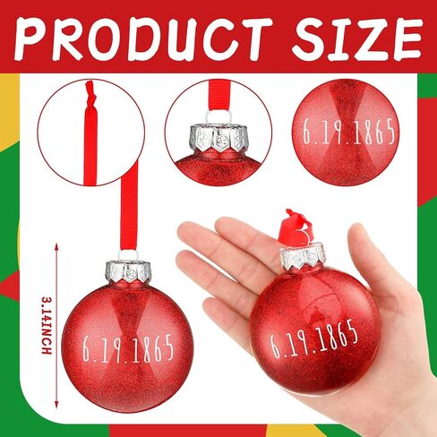 Leyndo 24 Large Juneteenth Hanging Glitter Balls Ornament 3.15 in Black History Month Tree Ornaments Juneteenth Freedom Day Tree Decor African American Ornaments for Parades Emancipation 1865 Decor in Saudi Arabia