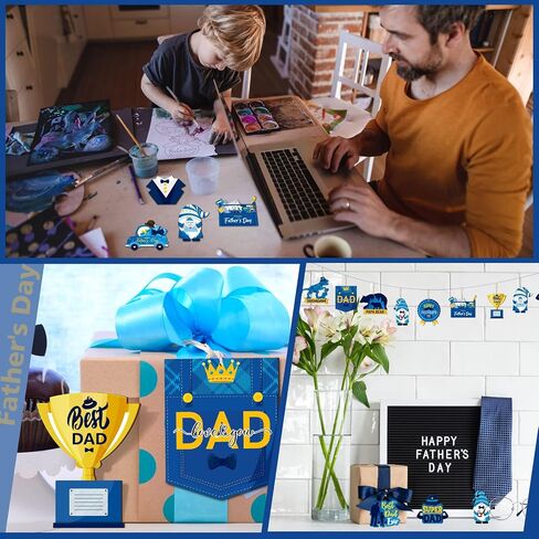 Hoteam 48 Pieces Father's Day Wood Hanging Ornaments Watercolor Happy Father's Day Hanging Decorations Father Birthday Wood Hanging Ornaments with Ropes for Father's Day Party Decor Supplies in Saudi Arabia