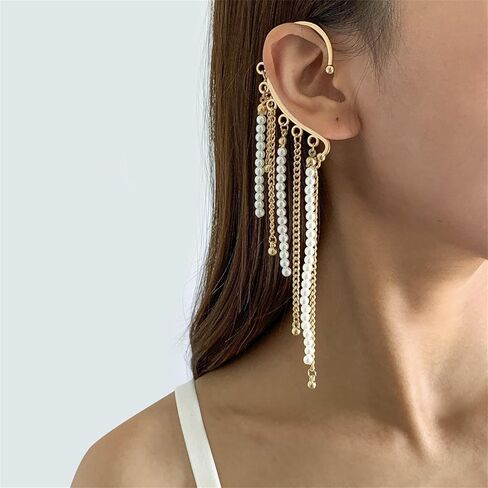 أقراط شرابة للنساء أقراط الأذن الكفة أقراط كريستال متدلية أقراط فاسق أقراط فاسق أقراط لؤلؤ تتدلى مجوهرات هدية للنساء in Kuwait