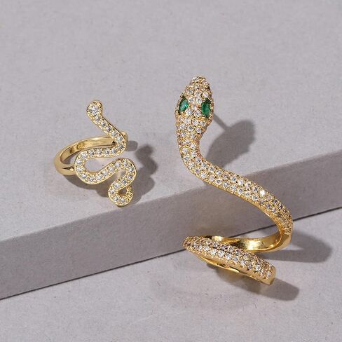 2 Pcs Snake Ear Cuff Earrings Vintage Crystal Rhinestone Snake Stud Earrings Snake Cartilage Ear Wrap Earrings for Women in Saudi Arabia