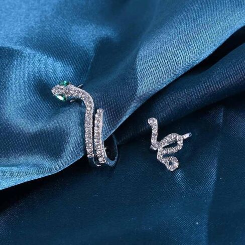 2 Pcs Snake Ear Cuff Earrings Vintage Crystal Rhinestone Snake Stud Earrings Snake Cartilage Ear Wrap Earrings for Women in Saudi Arabia