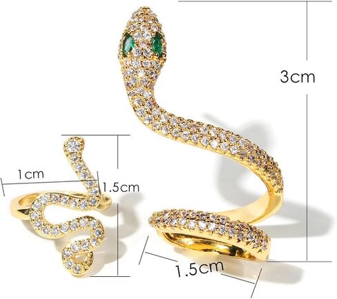 2 Pcs Snake Ear Cuff Earrings Vintage Crystal Rhinestone Snake Stud Earrings Snake Cartilage Ear Wrap Earrings for Women in Saudi Arabia