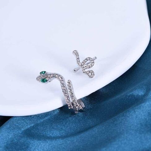 2 Pcs Snake Ear Cuff Earrings Vintage Crystal Rhinestone Snake Stud Earrings Snake Cartilage Ear Wrap Earrings for Women in Saudi Arabia