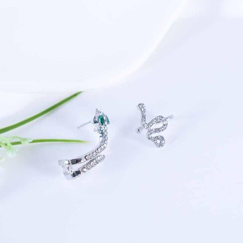 2 Pcs Snake Ear Cuff Earrings Vintage Crystal Rhinestone Snake Stud Earrings Snake Cartilage Ear Wrap Earrings for Women in Saudi Arabia