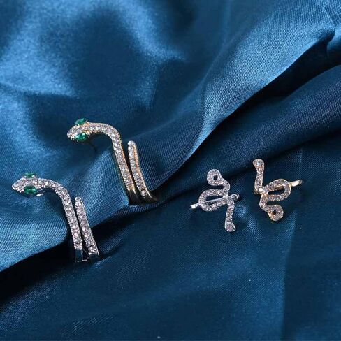 2 Pcs Snake Ear Cuff Earrings Vintage Crystal Rhinestone Snake Stud Earrings Snake Cartilage Ear Wrap Earrings for Women in Saudi Arabia