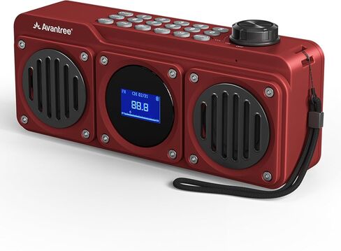 Avantree Boombyte - راديو FM رقمي محمول مع مكبر صوت بلوتوث، صوت رائع، لمسة نهائية معدنية، مشغل MP3، يدعم بطاقة Micro SD ومدخل صوت USB، وقت تشغيل طويل، قابل لإعادة الشحن، سهل الاستخدام - أحمر in Kuwait
