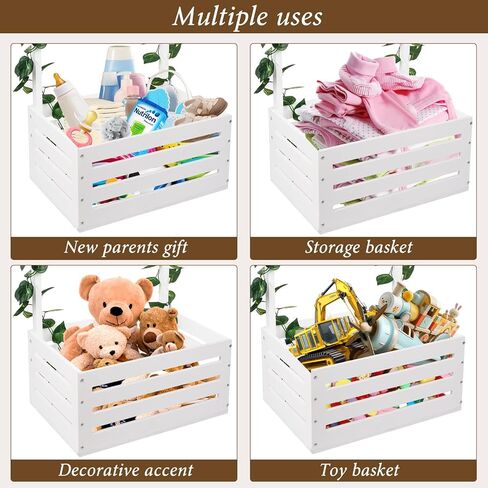 سلة استحمام الطفل، قفص استحمام الطفل مع رف شماعات مرتفع 23.6 بوصة وأرجوحة، خزانة قفص استحمام خشبية للأطفال، سلة دش الطفل للحمل، صندوق تخزين هدايا الآباء الجدد للحمل (أبيض) in Kuwait