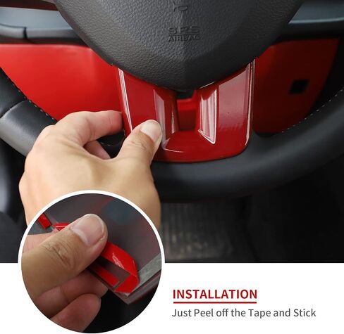 إطار عجلة القيادة Linskip متوافق مع دودج تشالنجر/تشارجر/دورانجو/دارت 2009-2014 ورحلة 2013-2022، غطاء عجلة القيادة لملحقات تشالنجر الداخلية 3 قطع (أحمر) in Kuwait
