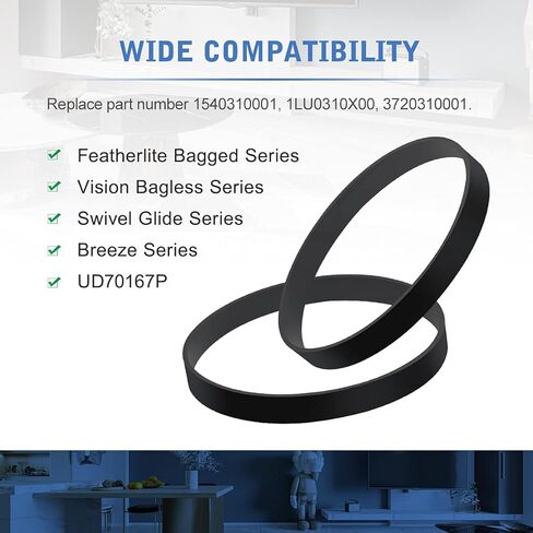 أحزمة مكنسة كهربائية LANMU لنمط Dirt Devil 4/5 Featherlite Powerlite Swivel Glide Power Max Pet المكانس الكهربائية المستقيمة، رقم الجزء البديل 3720310001 (عبوتان) in Kuwait