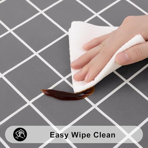 Rectangle Table Cloth, Waterproof Vinyl Tablecloths with Flannel Backing, Wipeable Plastic Plaid Table Cover for Dining, Picnic, Indoor and Outdoor (52" x 70", Black) in Saudi Arabia