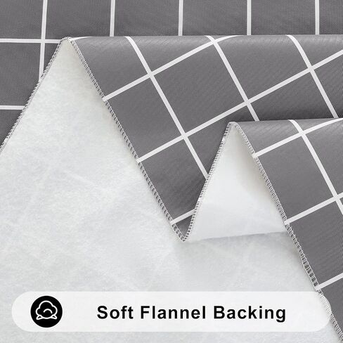 Rectangle Table Cloth, Waterproof Vinyl Tablecloths with Flannel Backing, Wipeable Plastic Plaid Table Cover for Dining, Picnic, Indoor and Outdoor (52" x 70", Black) in Saudi Arabia