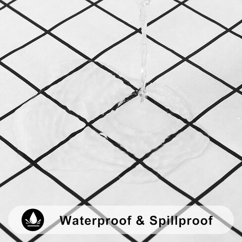 Rectangle Table Cloth, Waterproof Vinyl Tablecloths with Flannel Backing, Wipeable Plastic Plaid Table Cover for Dining, Picnic, Indoor and Outdoor (52" x 70", Black) in Saudi Arabia