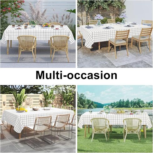 Rectangle Table Cloth, Waterproof Vinyl Tablecloths with Flannel Backing, Wipeable Plastic Plaid Table Cover for Dining, Picnic, Indoor and Outdoor (52" x 70", Black) in Saudi Arabia