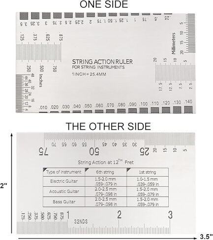 أدوات لوثير للجيتار ذات حافة مستقيمة من Toolly، مقياس عمل السلسلة وقياس نصف القطر، أدوات إعداد الجيتار in Kuwait