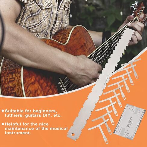 أدوات لوثير للجيتار ذات حافة مستقيمة من Toolly، مقياس عمل السلسلة وقياس نصف القطر، أدوات إعداد الجيتار in Kuwait