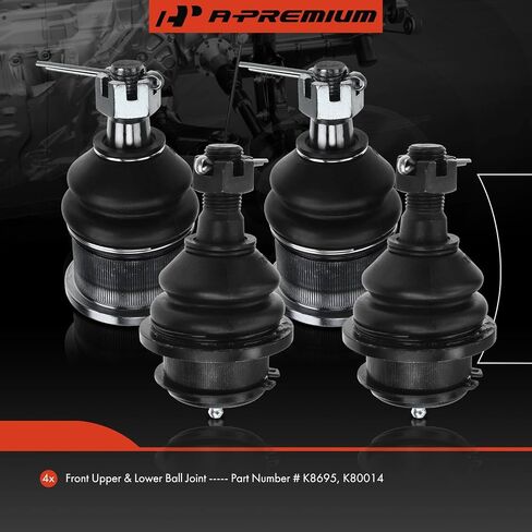 مجموعة A-Premium مكونة من 4 قطع، مجموعة مفاصل كروية أمامية علوية وسفلية، متوافقة مع Ford F-150 97-03، F-150 Heritage 04، F-250 97-99، Expedition 97-02، Lincoln Navigator 98-02، Blackwood 02 in Saudi Arabia