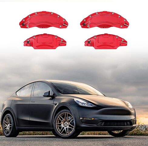 أغطية فرجار الفرامل الصفراء متوافقة مع أغطية فرجار الفرامل الأمامية والخلفية لمحور العجلات Tesla Model Y 2020-2024 لفرجار الفرامل Tesla Model Y (2 قطعة أمامية + 2 قطعة خلفية) in Kuwait