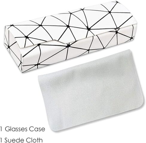 Folaxshoo Glasses Case Hard Shell Unisex Eyeglasses Holder Clamshell Case Classic Portable Spectacles myopia glasses Case Gift for Men Women Kids (White) in Kuwait