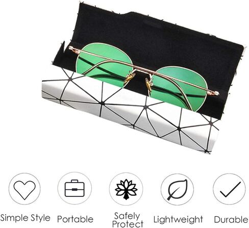 Folaxshoo Glasses Case Hard Shell Unisex Eyeglasses Holder Clamshell Case Classic Portable Spectacles myopia glasses Case Gift for Men Women Kids (White) in Kuwait