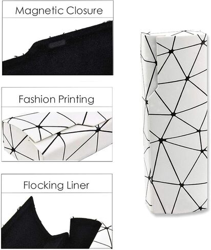 Folaxshoo Glasses Case Hard Shell Unisex Eyeglasses Holder Clamshell Case Classic Portable Spectacles myopia glasses Case Gift for Men Women Kids (White) in Kuwait