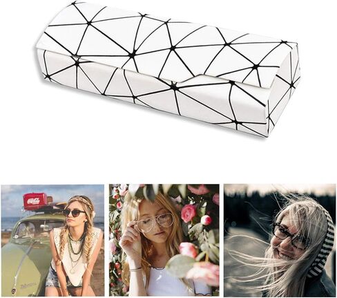 Folaxshoo Glasses Case Hard Shell Unisex Eyeglasses Holder Clamshell Case Classic Portable Spectacles myopia glasses Case Gift for Men Women Kids (White) in Kuwait