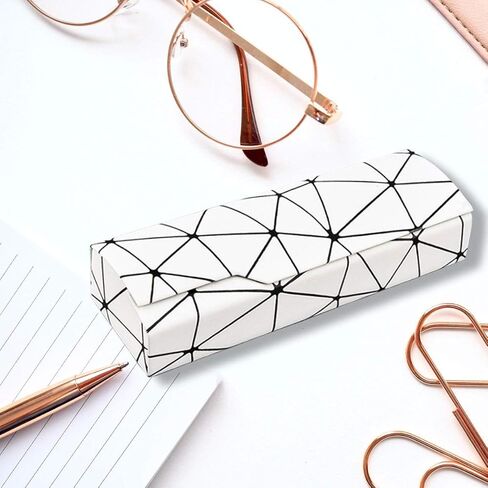 Folaxshoo Glasses Case Hard Shell Unisex Eyeglasses Holder Clamshell Case Classic Portable Spectacles myopia glasses Case Gift for Men Women Kids (White) in Kuwait