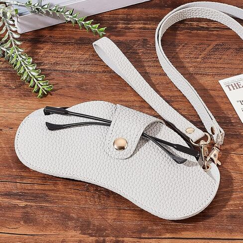 PH PandaHall Glasses Case Holder, Imitation Leather Glasses Holder Sunglasses Soft Case Eyeglasses Pouch Bag Eyewear Sleeve Eyeglass Case Organizer with Long/Short Straps for Women Men, Grey in Saudi Arabia