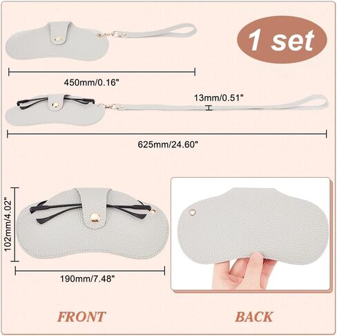 PH PandaHall Glasses Case Holder, Imitation Leather Glasses Holder Sunglasses Soft Case Eyeglasses Pouch Bag Eyewear Sleeve Eyeglass Case Organizer with Long/Short Straps for Women Men, Grey in Saudi Arabia