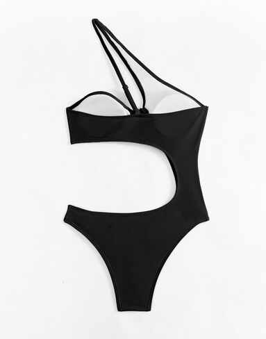 Women's Sexy U-Ring One Shoulder Cut Out One Piece Bathing Suit High Cut Cheeky Swimsuit in Saudi Arabia