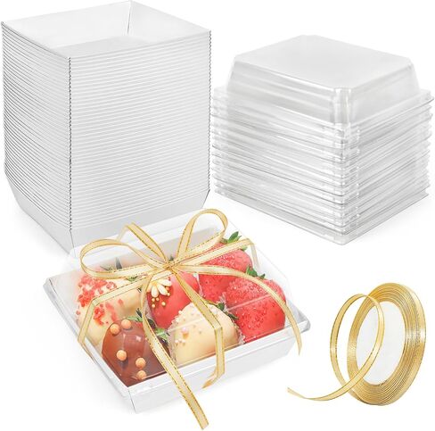 LotFancy Paper Charcuterie Boxes with Clear Lids, 50 Pack, Rectangle Disposable To Go Dessert Containers, White Bakery Boxes for Sandwich, Strawberries, Hot Cocoa Bombs, Sushi and Cookie in Saudi Arabia
