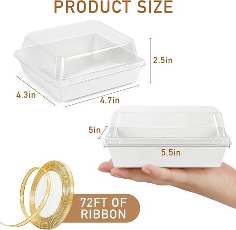 LotFancy Paper Charcuterie Boxes with Clear Lids, 50 Pack, Rectangle Disposable To Go Dessert Containers, White Bakery Boxes for Sandwich, Strawberries, Hot Cocoa Bombs, Sushi and Cookie in Saudi Arabia