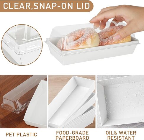 LotFancy Paper Charcuterie Boxes with Clear Lids, 50 Pack, Rectangle Disposable To Go Dessert Containers, White Bakery Boxes for Sandwich, Strawberries, Hot Cocoa Bombs, Sushi and Cookie in Saudi Arabia