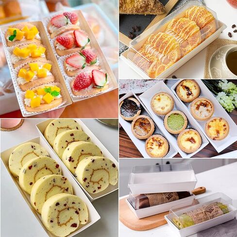 LotFancy Paper Charcuterie Boxes with Clear Lids, 50 Pack, Rectangle Disposable To Go Dessert Containers, White Bakery Boxes for Sandwich, Strawberries, Hot Cocoa Bombs, Sushi and Cookie in Saudi Arabia