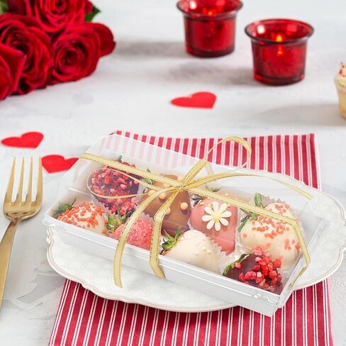 LotFancy Paper Charcuterie Boxes with Clear Lids, 50 Pack, Rectangle Disposable To Go Dessert Containers, White Bakery Boxes for Sandwich, Strawberries, Hot Cocoa Bombs, Sushi and Cookie in Saudi Arabia