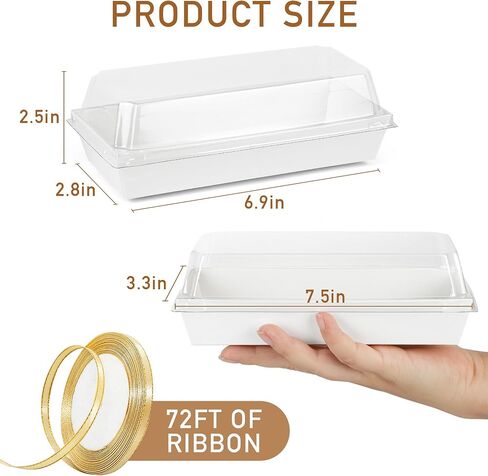 LotFancy Paper Charcuterie Boxes with Clear Lids, 50 Pack, Rectangle Disposable To Go Dessert Containers, White Bakery Boxes for Sandwich, Strawberries, Hot Cocoa Bombs, Sushi and Cookie in Saudi Arabia