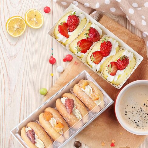 LotFancy Paper Charcuterie Boxes with Clear Lids, 50 Pack, Rectangle Disposable To Go Dessert Containers, White Bakery Boxes for Sandwich, Strawberries, Hot Cocoa Bombs, Sushi and Cookie in Saudi Arabia