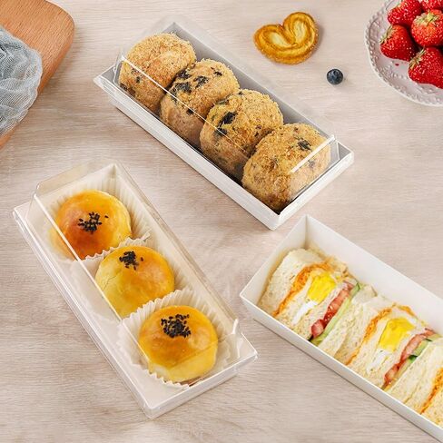 LotFancy Paper Charcuterie Boxes with Clear Lids, 50 Pack, Rectangle Disposable To Go Dessert Containers, White Bakery Boxes for Sandwich, Strawberries, Hot Cocoa Bombs, Sushi and Cookie in Saudi Arabia