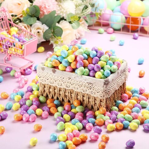 Fiada 450 قطعة من بيض عيد الفصح المزخرف من الإسفنج لبيض عيد الفصح للحرف اليدوية لتزيين حديقة المنزل، 0.6 × 0.7 بوصة (نمط ذهبي) in Kuwait