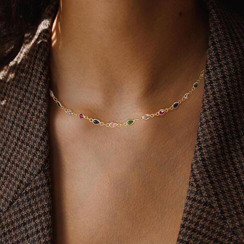 BENEIGE Dainty Gold Necklaces for Women 14K Gold Plated Snake Necklace Pendant with Cubic Zirconia Gold Beaded Chain Necklace Minimalist Simple Jewelry Gift in Saudi Arabia