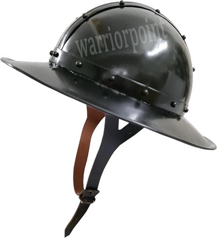 قبعة غلاية معدنية من العصور الوسطى، خوذة بلمسة نهائية سوداء مع بطانة جلدية in Kuwait