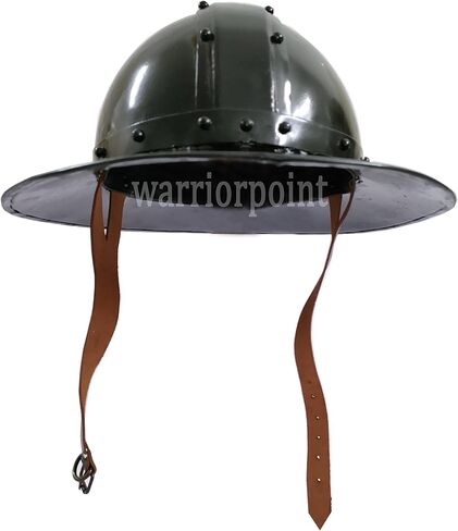 قبعة غلاية معدنية من العصور الوسطى، خوذة بلمسة نهائية سوداء مع بطانة جلدية in Kuwait