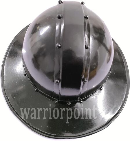 قبعة غلاية معدنية من العصور الوسطى، خوذة بلمسة نهائية سوداء مع بطانة جلدية in Kuwait