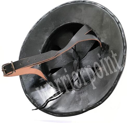 قبعة غلاية معدنية من العصور الوسطى، خوذة بلمسة نهائية سوداء مع بطانة جلدية in Kuwait