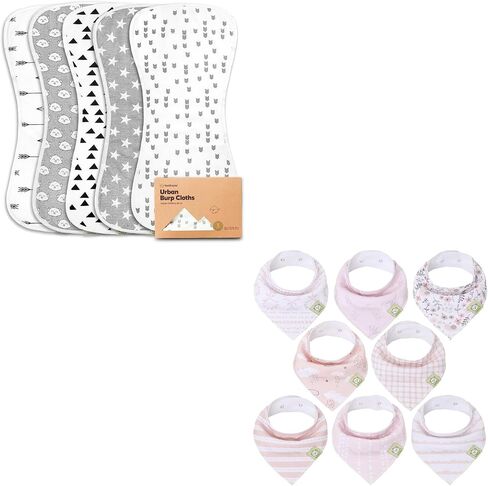 KeaBabies Organic Burp Cloth & Organic Bandana Bibs Soft Cotton Burp Cloth & Bib Set For Baby Boys & Girls - Perfect Baby Shower Present For New Mom in Saudi Arabia