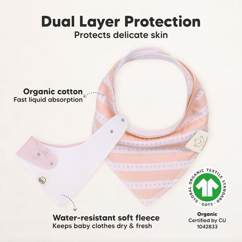 KeaBabies Organic Burp Cloth & Organic Bandana Bibs Soft Cotton Burp Cloth & Bib Set For Baby Boys & Girls - Perfect Baby Shower Present For New Mom in Saudi Arabia
