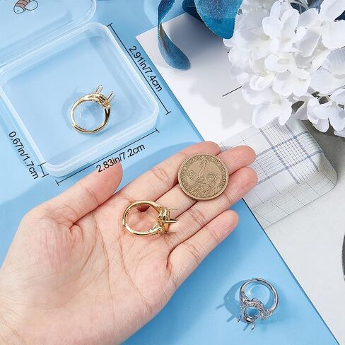 Beebeecraft 1 Box 4Pcs 4 Claw Prong Ring Setting Brass Adjustable Blanks Finger Ring Bases Components with Cubic Zirconia for DIY Ring Jewelry Making in Saudi Arabia