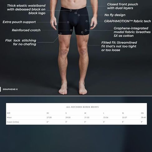 سراويل داخلية للرجال من GRAPHENE-X - ملابس داخلية للرجال من سلسلة الأداء اليومي، شورت بوكسر بمقاس انسيابي in Kuwait